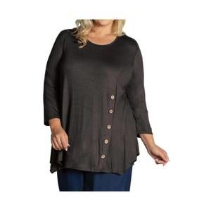 NEW ON THE PLUS SIDE tamsin 3/4 sleeve top - plus in black